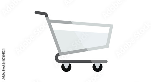 Modern minimalistic design of a shopping trolley in neutral tones conveying simplicity and efficiency in commercial activities visualization