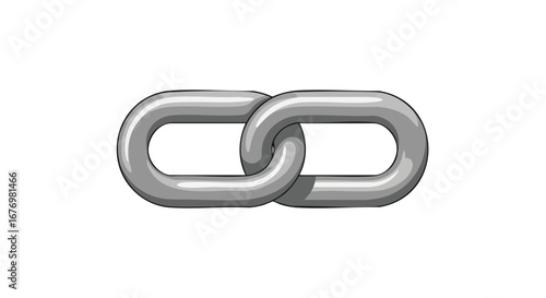 Interlocked Steel Chain Links Symbolizing Connection and Strength, a simple illustration of security and partnership isolated on white backdrop