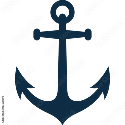 Dark blue anchor isolated on transparent background