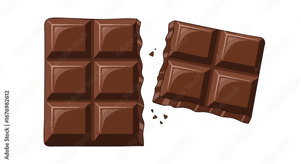 Fototapeta premium Irresistible temptation of breaking a bar of delectable milk chocolate with tantalizing fragments scattered around promising a sweet and indulgent