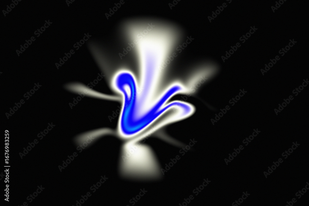 Fototapeta premium Abstract glowing blue and white swirl with light rays emanating on a dark canvas