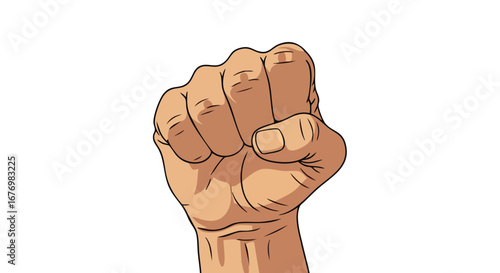 Stylized Clenched Fist Illustration Symbolizing Defiance, Strength, and Solidarity on a White Backdrop