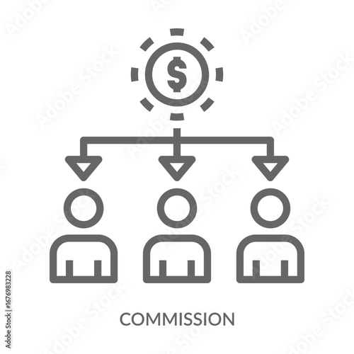 Commission Icon Line Style. Design Vector Illustration