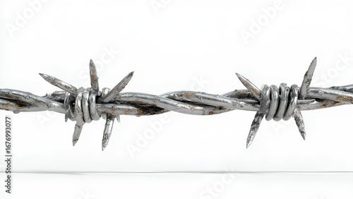 Realistic Barbed Wire Close-Up on White Background