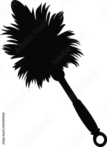 a feather duster with handle silhouette