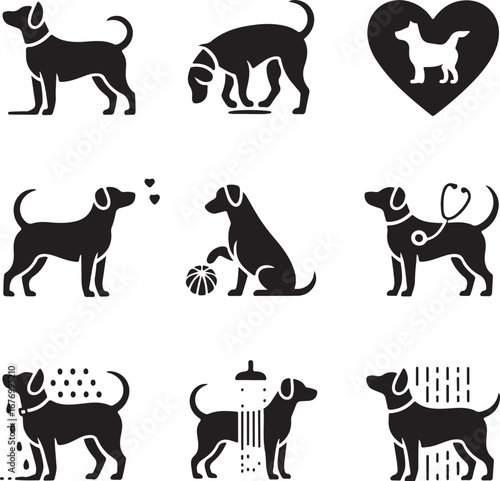Everyday Dog Life and Pet Care Icons Collection