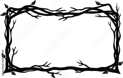 frame from branches of a tree creeper style silhouette vector
