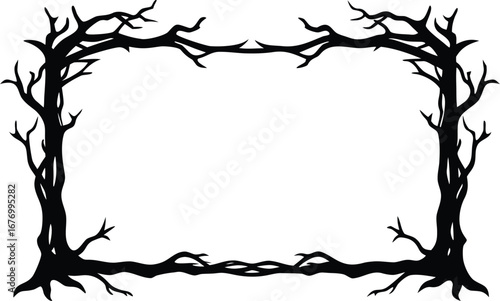 frame from branches of a tree creeper style silhouette vector