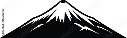 mount fuji with snow peak silhouette