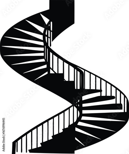 minimalist spiral staircase silhouette graphic icon