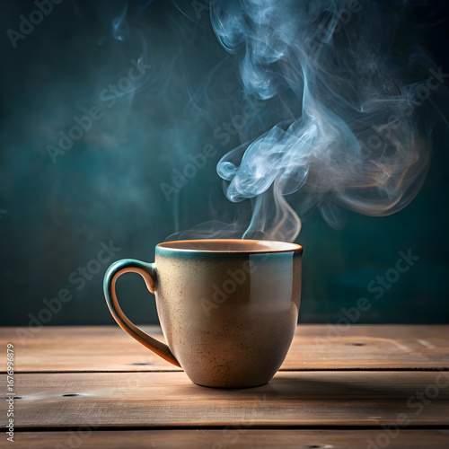ceramic mug with steam rising mockup