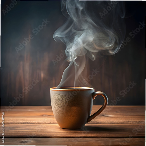 ceramic mug with steam rising mockup
