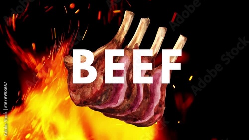 Beef animation with text video