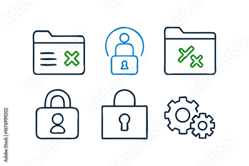 Vector art of collection of security and setting icons