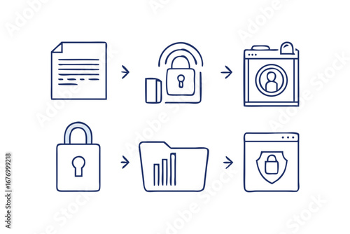 Vector art of data protection and security concept with document and lock