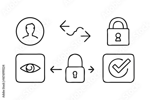 Vector art of data protection and security concept with user and lock