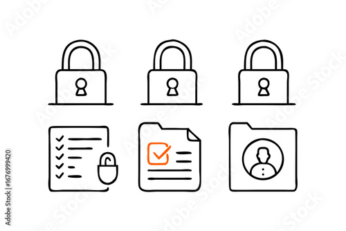 Vector art of padlocks and document icons