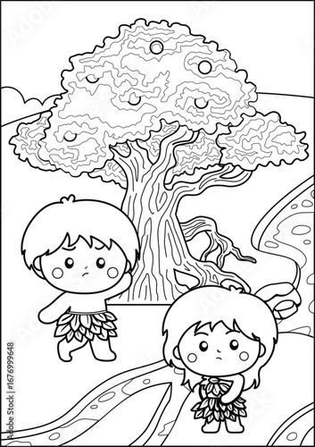 adam and eve coloring page