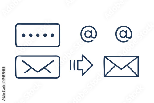Vector art of set of email and message icons