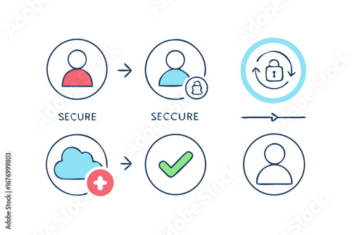 Vector art of set of six business and marketing icons