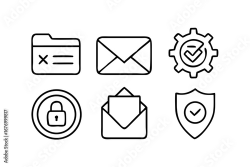Vector art of set of thin line icons for business and technology