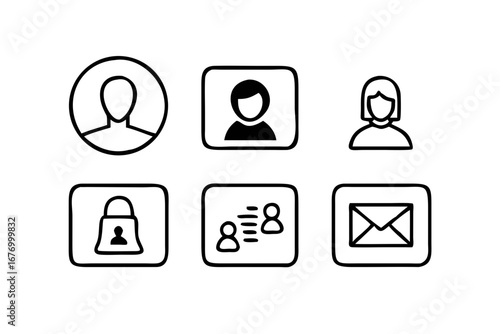 Vector art of set of user account and security icons