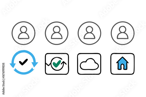 Vector art of set of user and cloud icons
