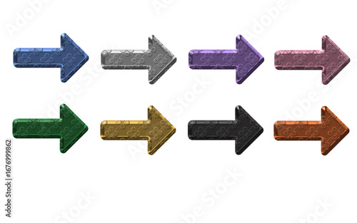 High-Resolution 3D arrow Icons with Luxurious Pattern On Transparent background