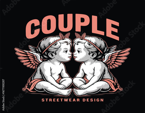 Vintage inspired streetwear graphic with retro color palette