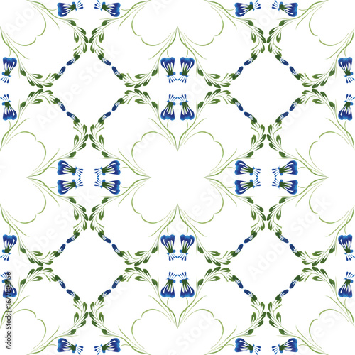Vector floral seamless pattern from hand painted forget-me-not flowers on a white background