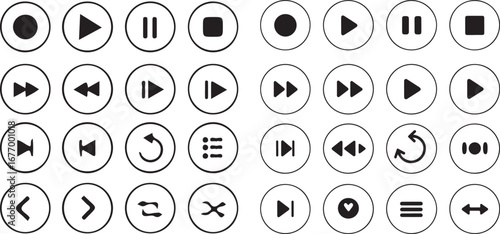 Audio playback controls icons pause stop