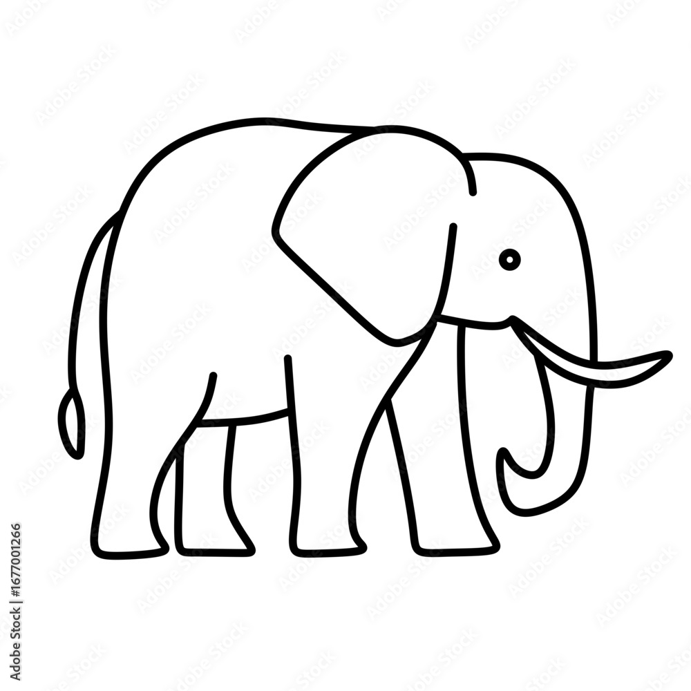 Fototapeta premium Elegant Line Art Illustration of an African Elephant