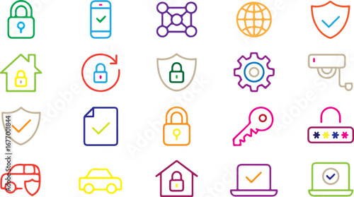 Security icons collection lock shield