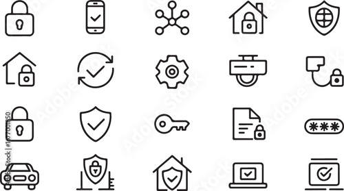 Security icons collection lock shield