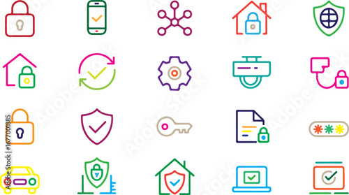 Security icons collection lock shield