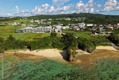 Aerial View of Beach 51 (裏真栄田), Onna Village, Okinawa, Japan