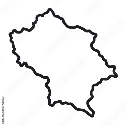 Thin black line art map of north macedonia