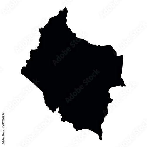 Minimalist silhouette map of bolivia in black and white