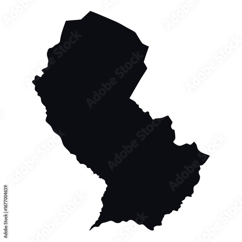 Minimalist solid silhouette map of paraguay