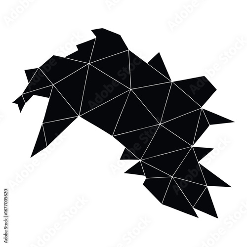 Abstract polygonal map of the dominican republic with geometric design