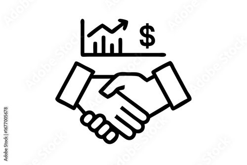 Vector art of business handshake with graph and dollar sign