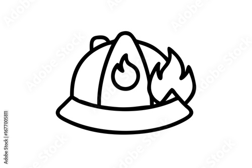 Vector art of fireman helmet with flame