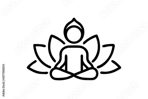 Vector art of person meditating in lotus position for design