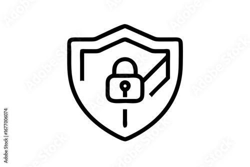 Vector art of security shield with padlock in simple style