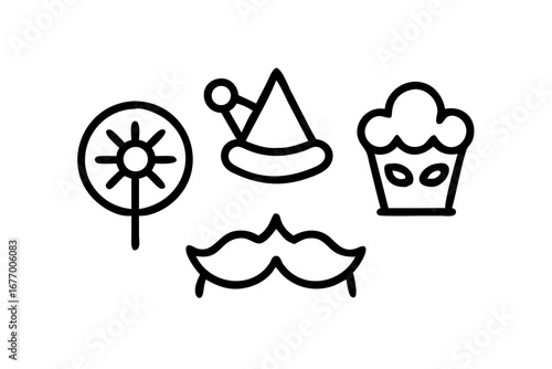 Vector art of set of party icons