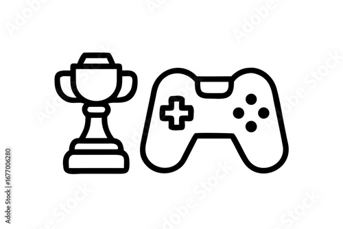 Vector art of trophy and game controller
