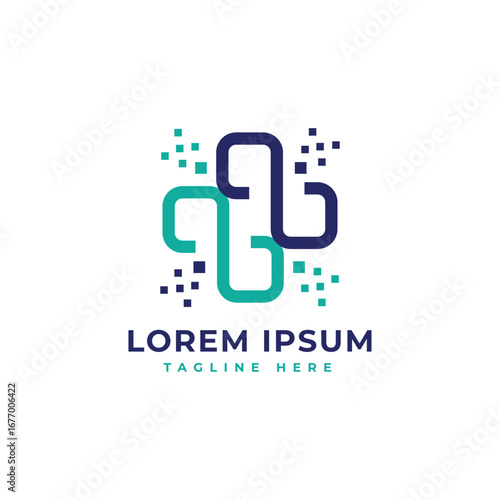 healthcare technology medical sign logo design creative plus sign modern minimal concept