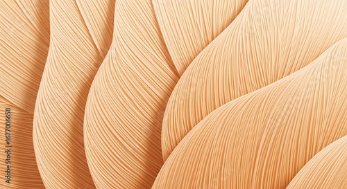 Abstract Wavy Pattern with Fine Lines in Light Orange