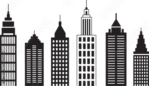 Modern City Skyscraper Icon Set Illustration