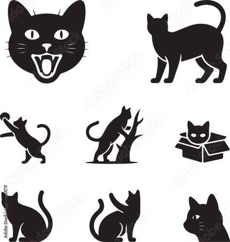 Silhouette Cat Icons Collection